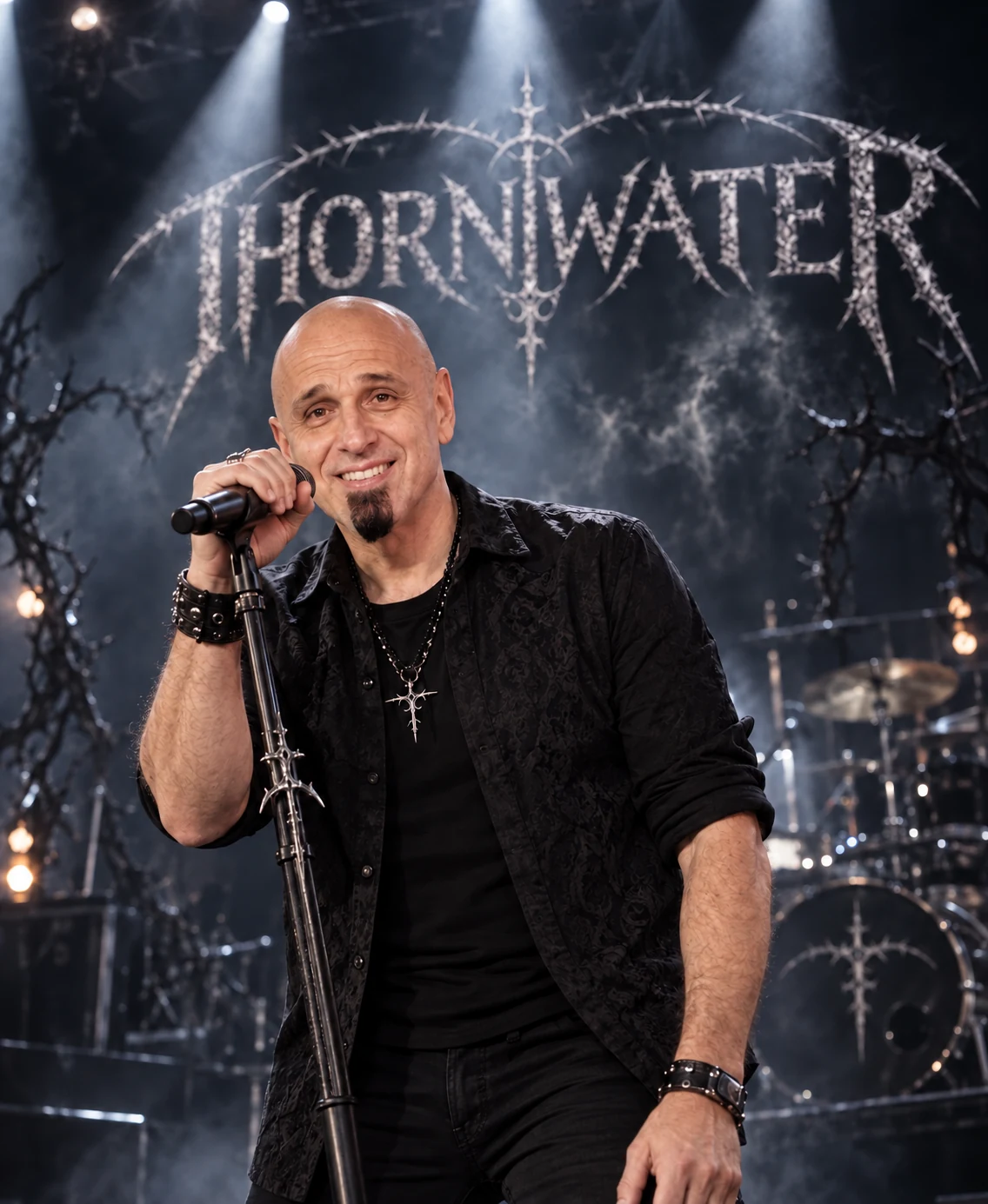 Erik Robles singing live on stage with THORNWATER
